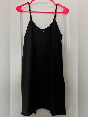 Mimi Chica Black Strap Slip Dress with Lace-Up Neckline